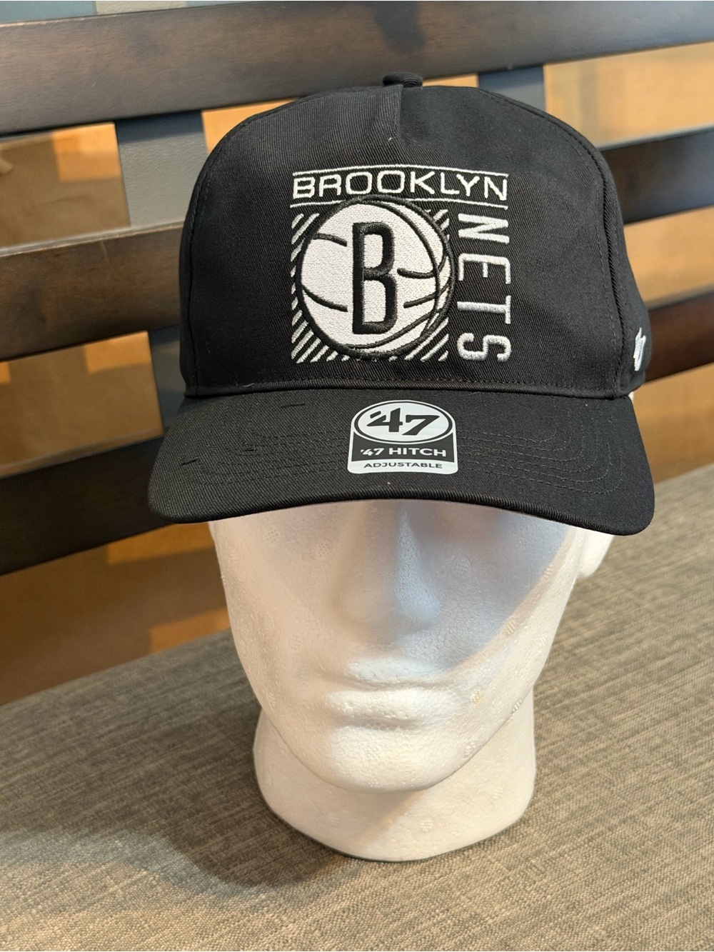 47 Brand Brooklyn Nets Black and White Logo SnapBack Cap Size OSFA